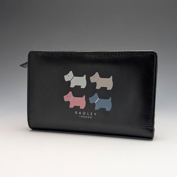 Radley London 黑色牛皮雙折錢包 蘇格蘭梗款